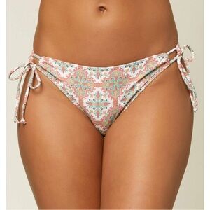O'Neill White Floral Bikini Bottom with Rust Side Panels